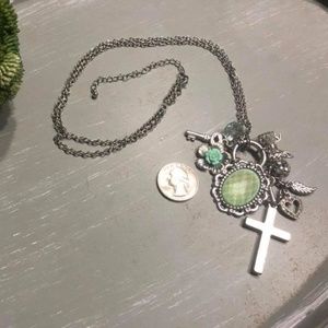 Long Chain Silver and Mint Accents